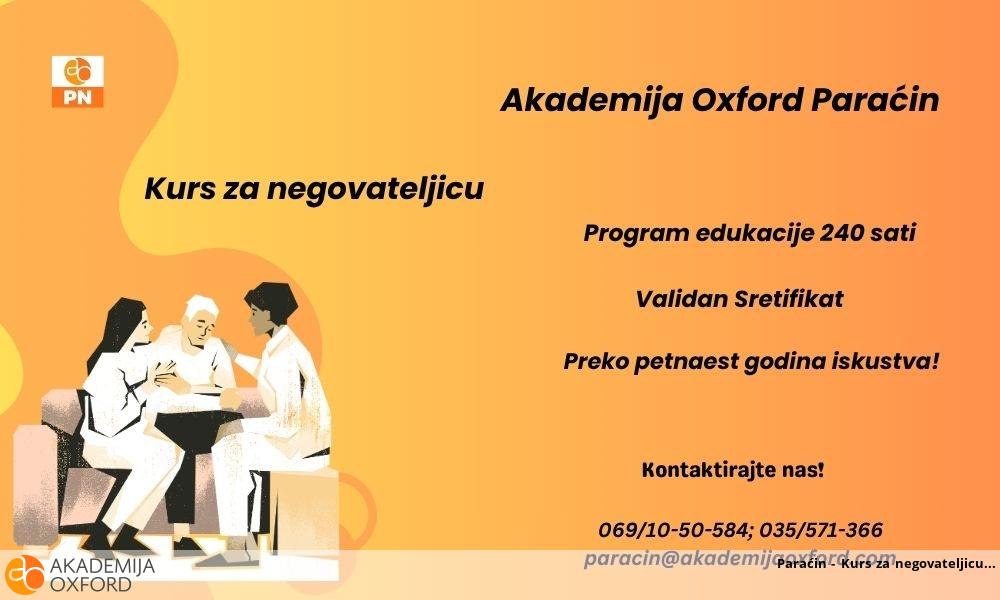 Paraćin - Kurs za negovateljicu