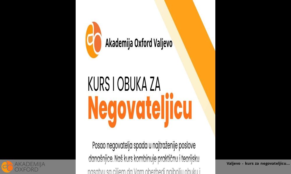 Valjevo - kurs za negovateljicu