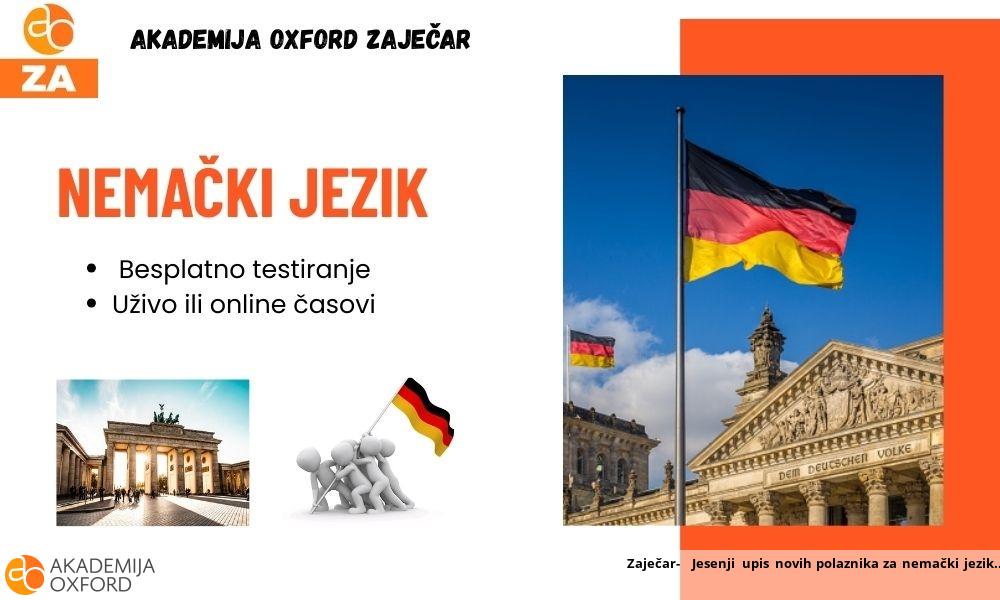 Zaječar-  Jesenji upis novih polaznika za nemački jezik