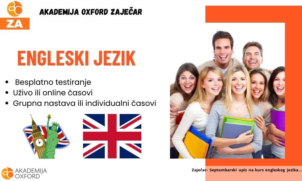 Zaječar- Septembarski upis na kurs engleskog jezika